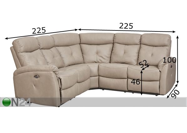 Recliner угловой диван с механизмом подножки Lotus размеры