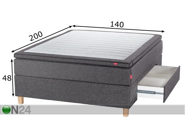 Sleepwell Black континентальная кровать с ящиком 140x200 cm размеры