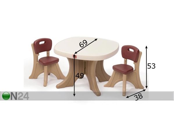 Step2 комплект стола и стульев размеры