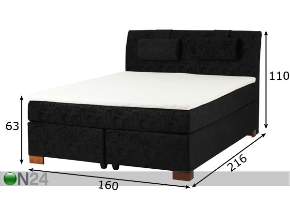 Visco Premium континентальная кровать 160x200 cm + изголовье размеры