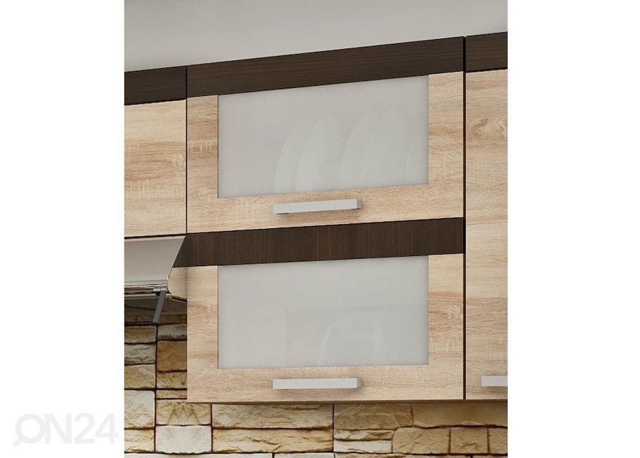 Верхний кухонный шкаф с двумя стеклянными дверьми 60 cm увеличить