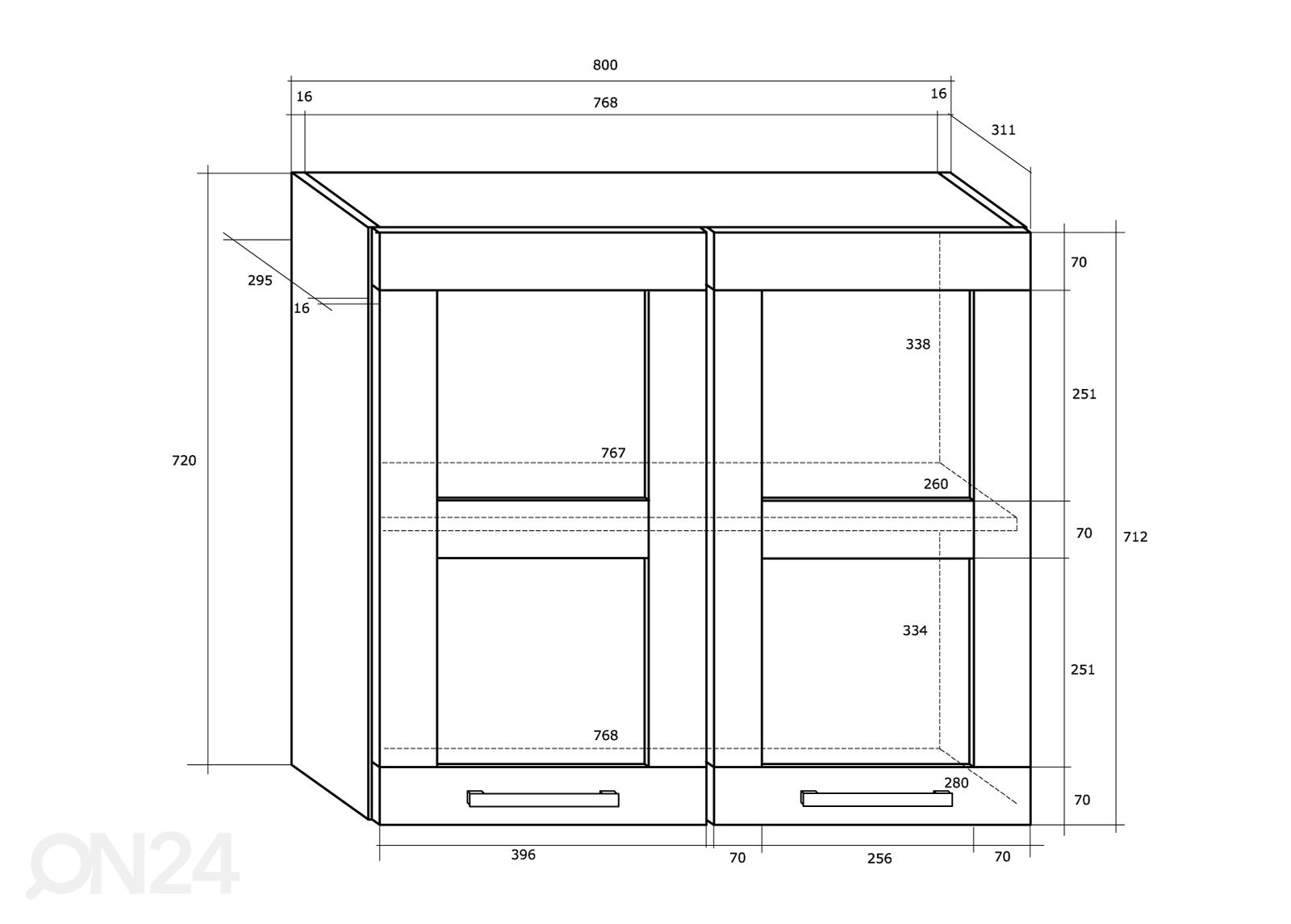 Верхний кухонный шкаф 80 cm увеличить размеры