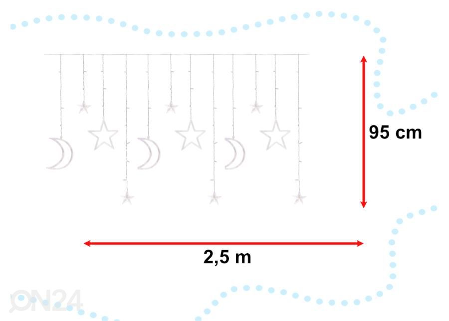 Гирлянда звезды и луна 2,5 м 138LED увеличить размеры