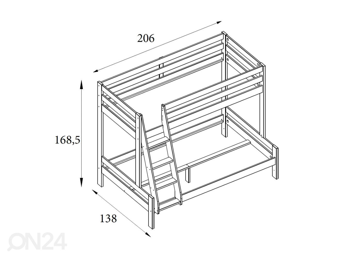 Двухъярусная кровать Robin 90/120x200 cm с ящиками увеличить размеры
