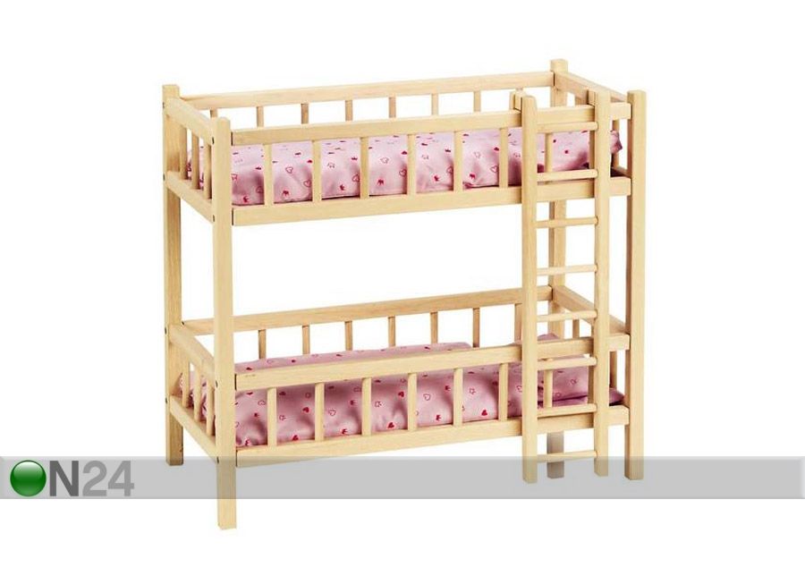 Деревянная двухъярусная кровать для кукол увеличить