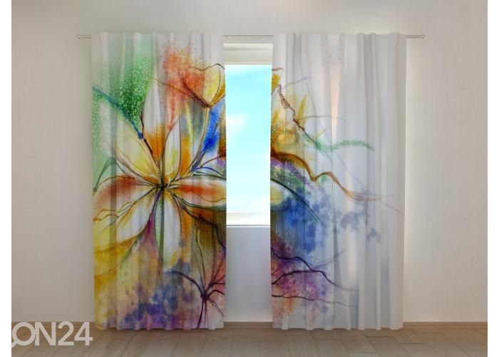 Затемняющая фотоштора Abstract Floral Watercolor Painting at Canvas 240x220 см увеличить