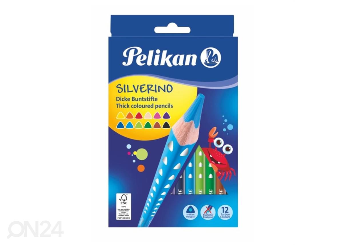 Карандаши цветные 12 цветов Pelikan Silverino увеличить