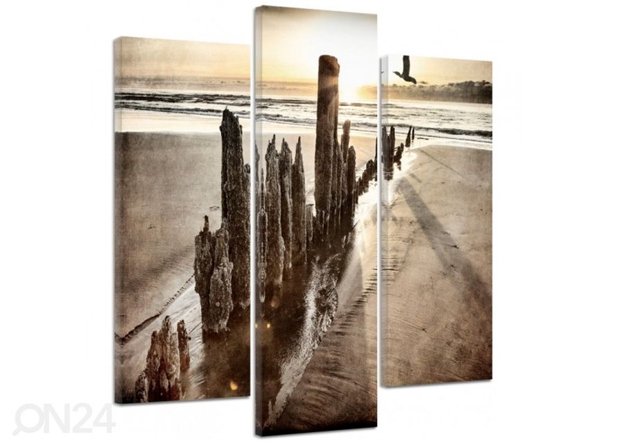 Картина из 3-частей Sunset on the beach 3D 90x80 см увеличить