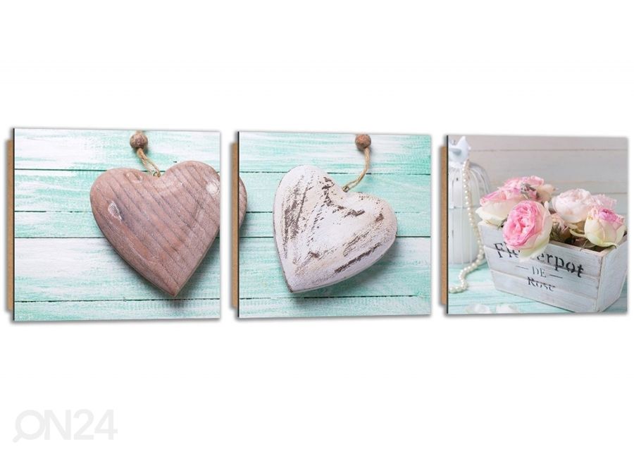 Картина из 3-частей Wooden hearts увеличить