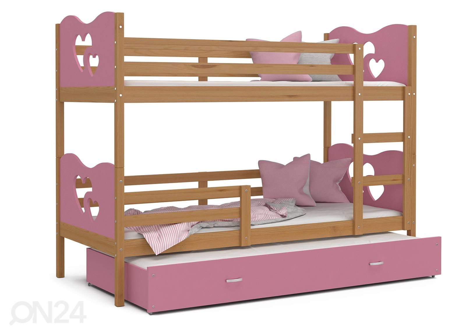 Комплект двухъярусной кровати 80x190 cm, ольха/розовый увеличить