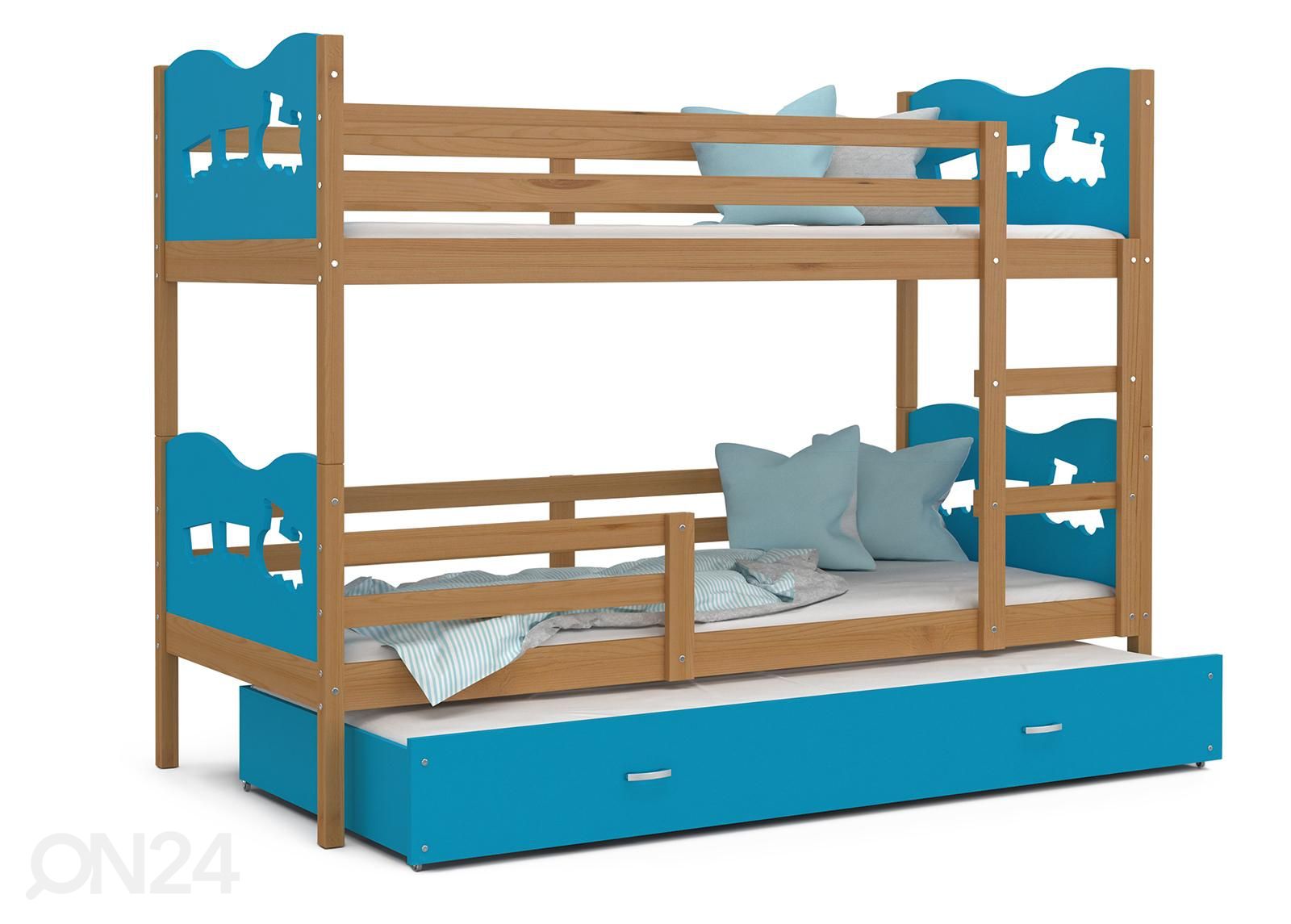 Комплект двухъярусной кровати 80x190 cm, ольха/синий увеличить