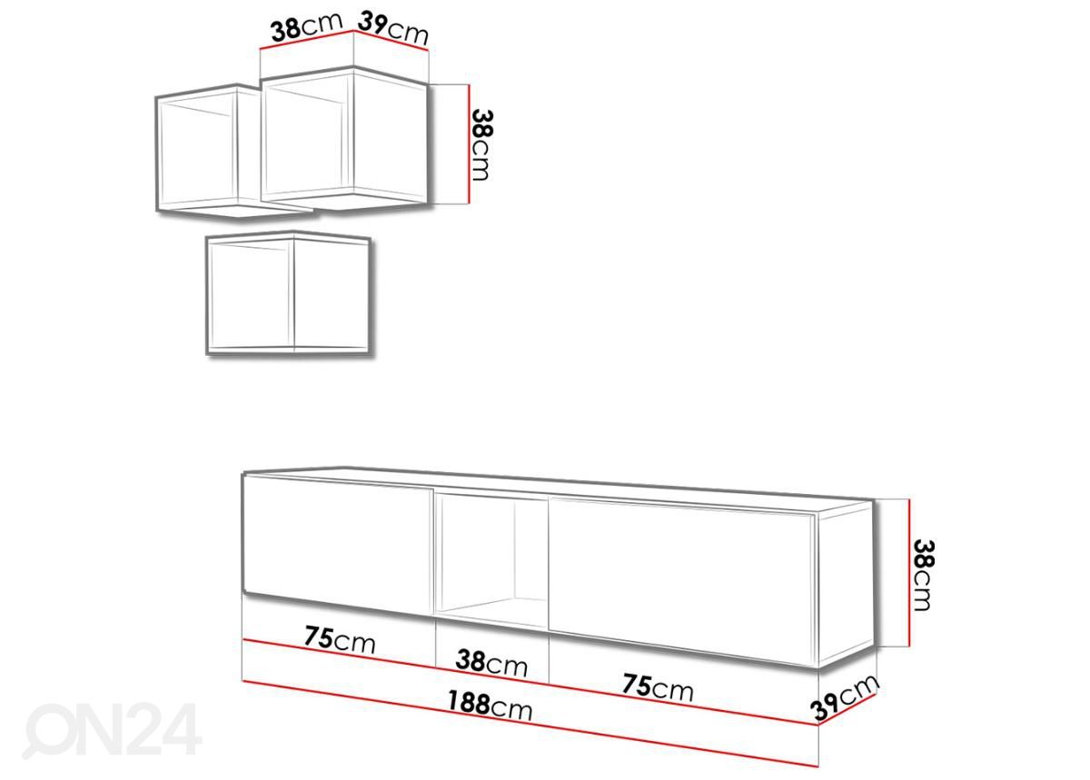 Комплект настенных шкафов и полок Roco VIII увеличить размеры