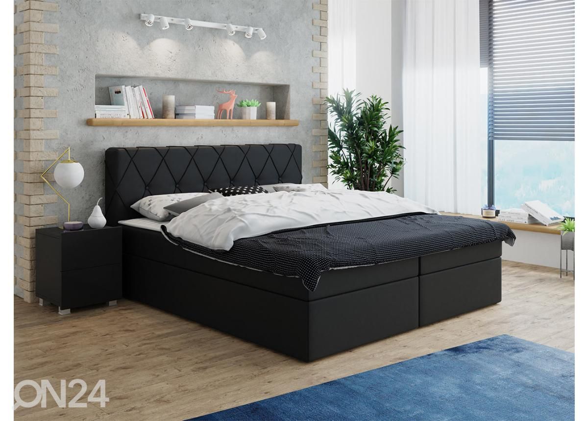 Континентальная кровать, чёрный кожзаменитель 140x200 cm увеличить