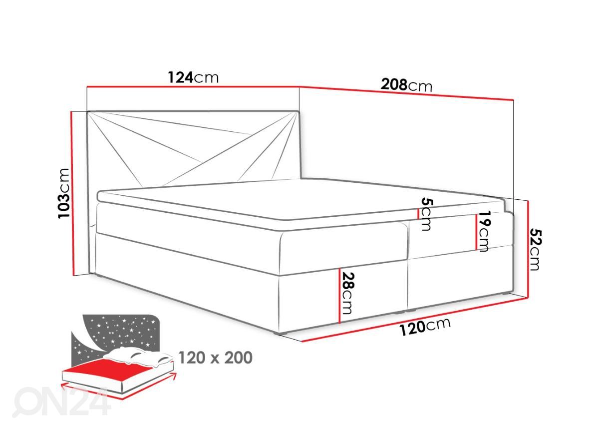 Континентальная кровать 120x200 cm увеличить размеры