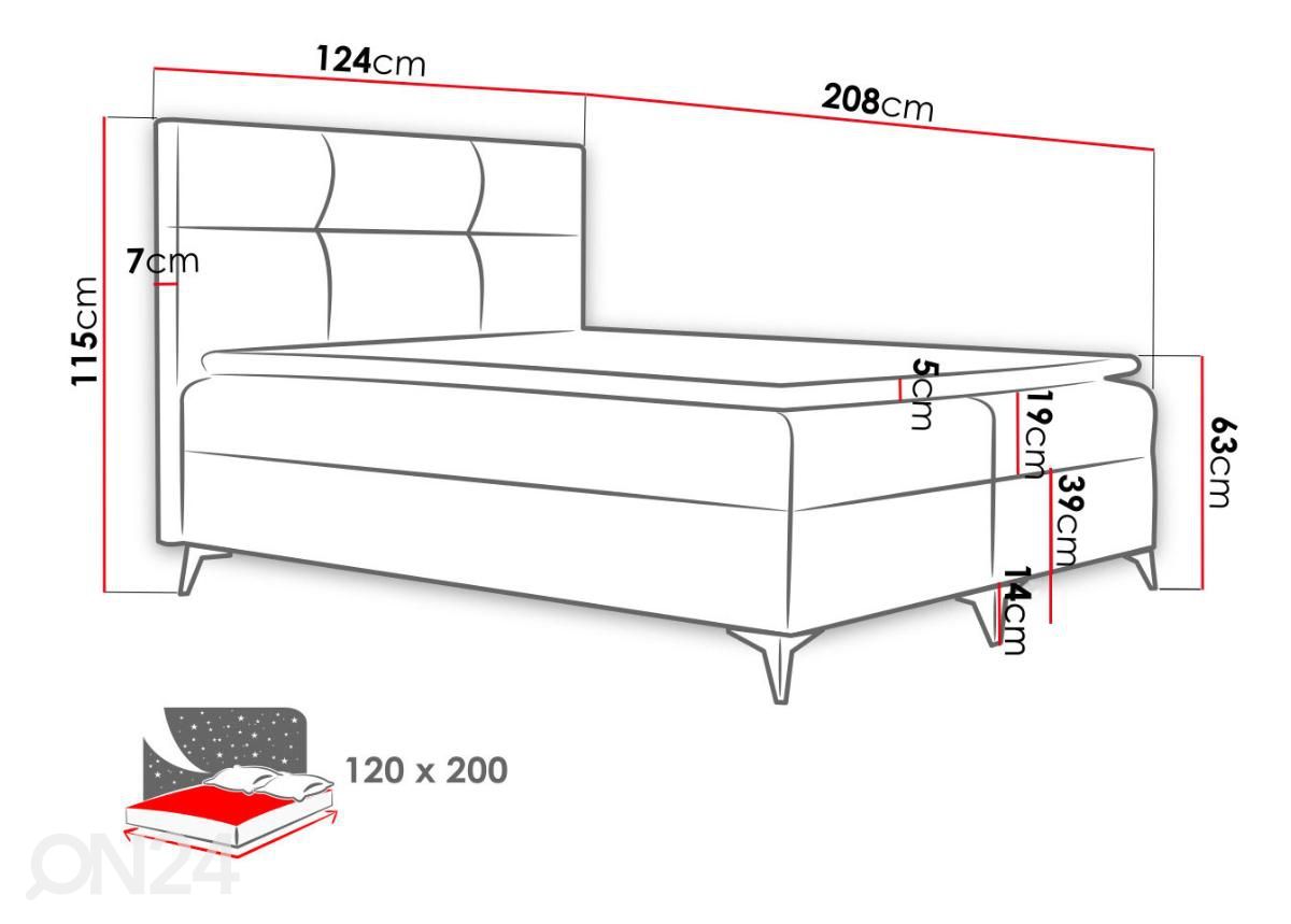 Континентальная кровать 120x200 cm увеличить размеры