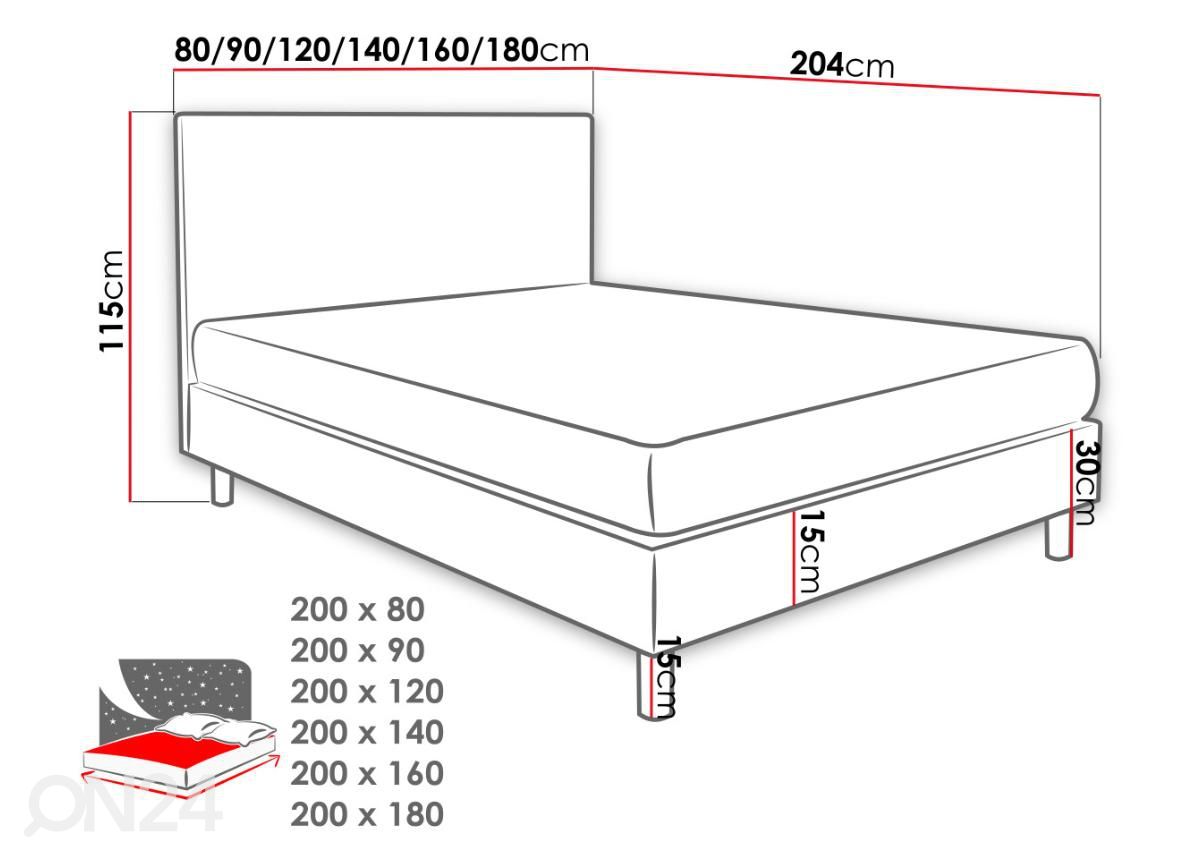 Континентальная кровать 120x200 cm увеличить размеры