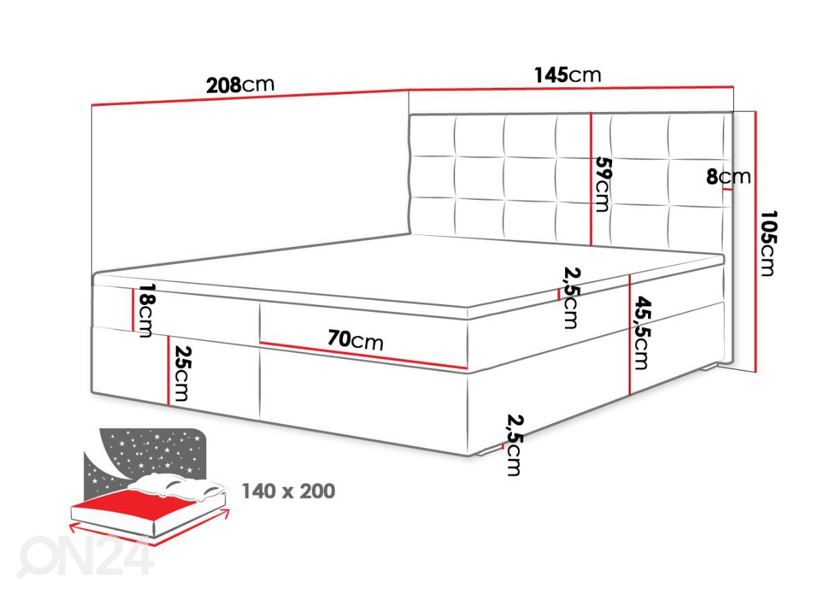 Континентальная кровать 140x200 cm увеличить размеры