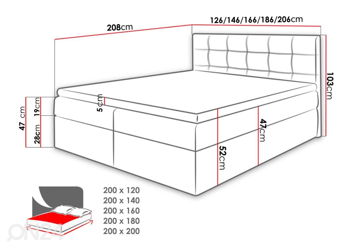 Континентальная кровать 160x200 cm увеличить размеры