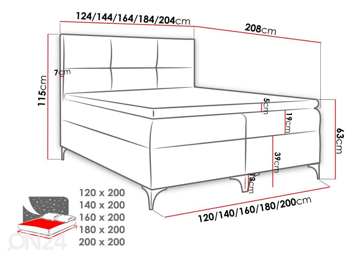 Континентальная кровать 200x200 cm увеличить размеры