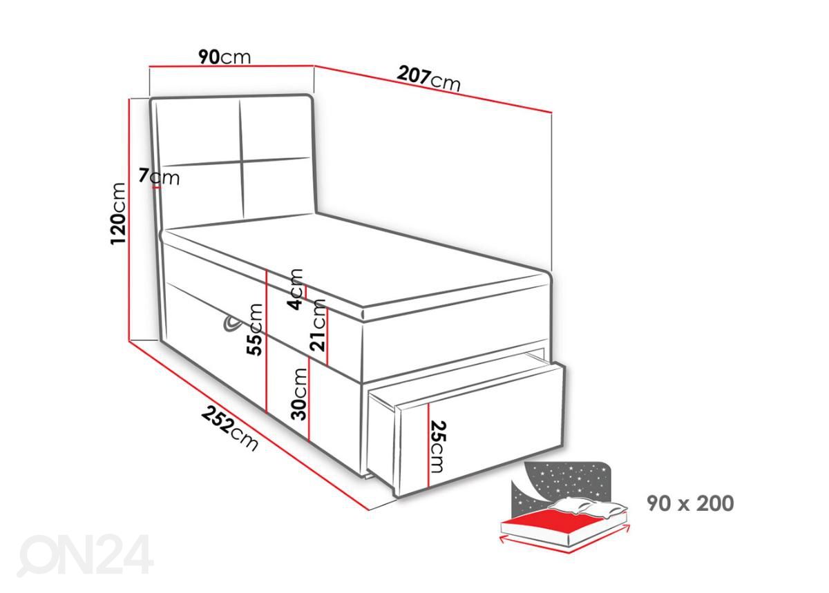 Континентальная кровать 90x200 cm увеличить размеры