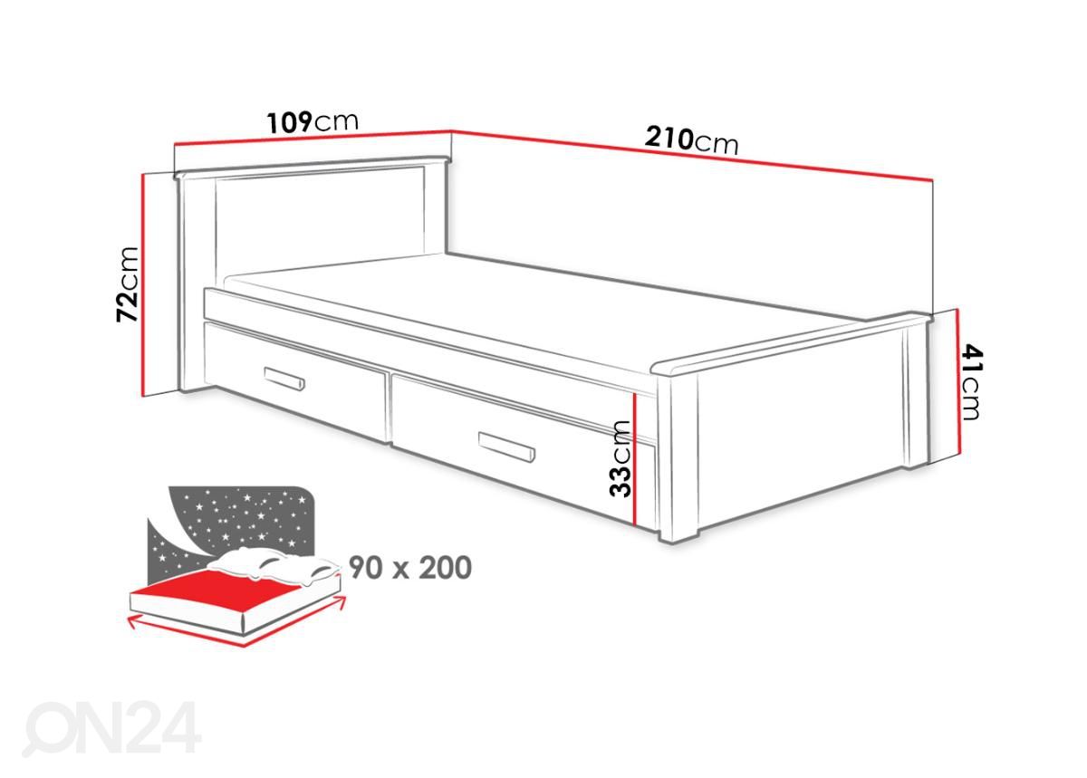 Кровать 90x200 cm увеличить размеры