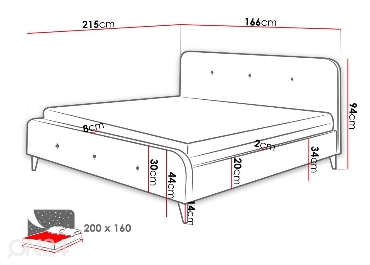 Кровать Loham 160x200 cm увеличить размеры