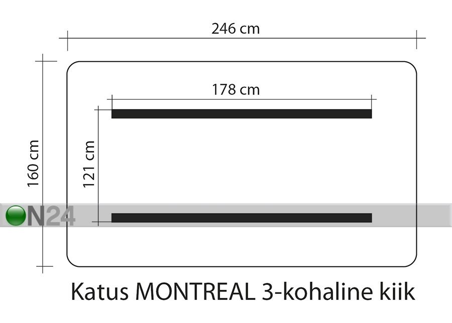 Крыша для садовой качели Montreal 3 160x246 cm увеличить размеры