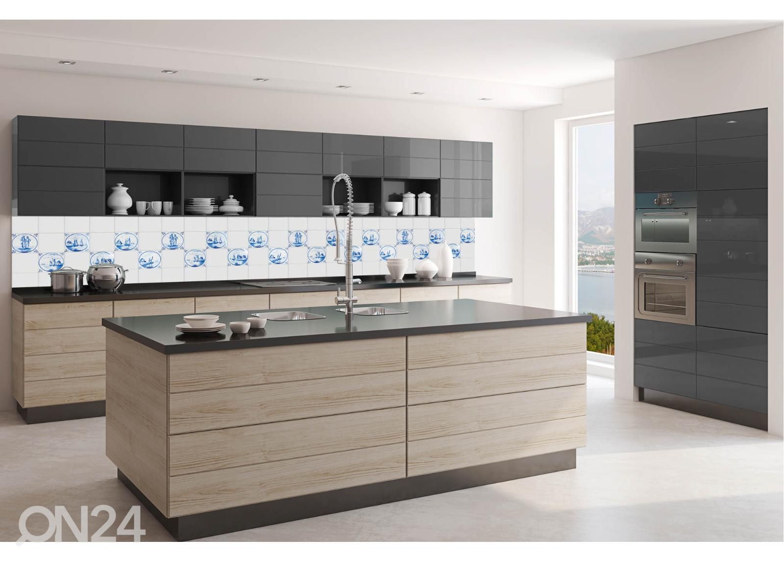 Кухонный фартук Blue Delft Tiles 180x60 см увеличить