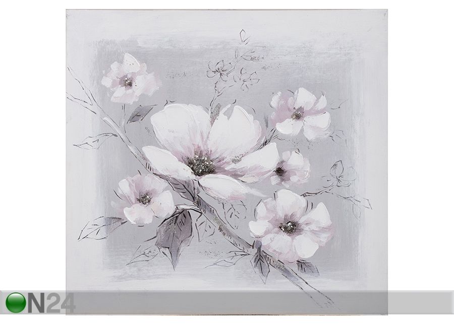 Масляная картина "Белые цветы" 60x60 cm увеличить