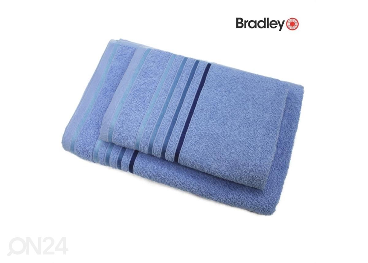 Махровое полотенце 70х140 см с полосатой каймой синее увеличить