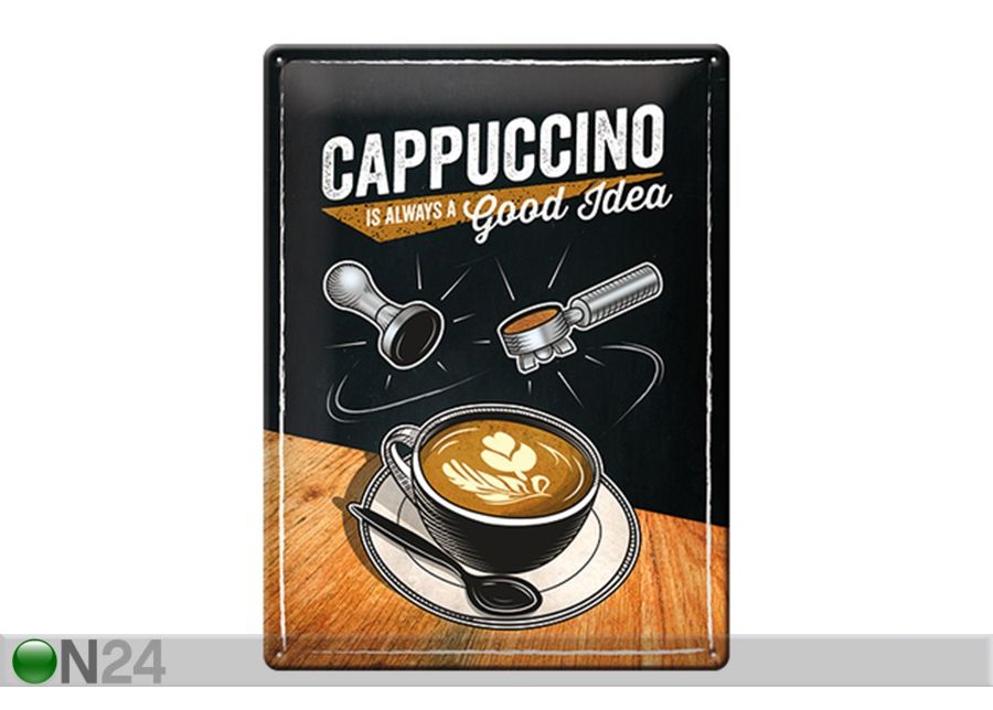Металлический постер в ретро-стиле Cappuccino is always a good idea 30x40 см увеличить