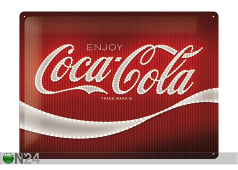 Металлический постер в ретро-стиле Coca-Cola - Logo Red Lights 30x40 см увеличить