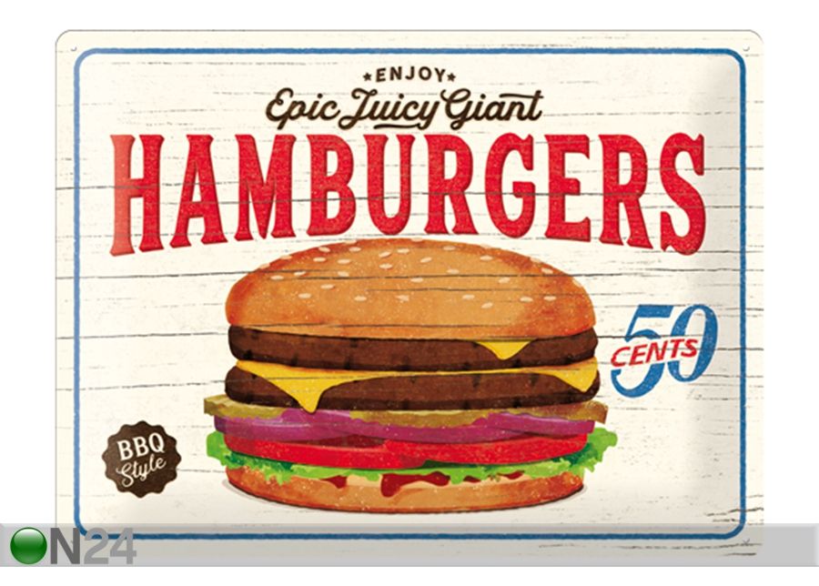 Металлический постер в ретро-стиле Hamburgers 30x40 cm увеличить