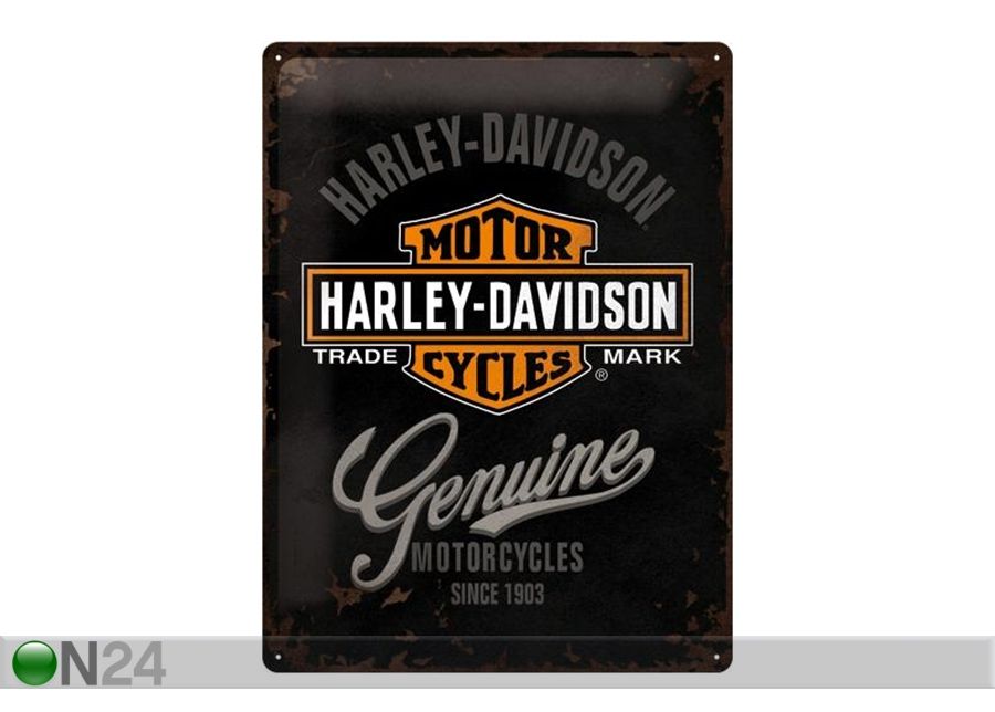 Металлический постер в ретро-стиле Harley-Davidson Genuine logo 30x40 см увеличить