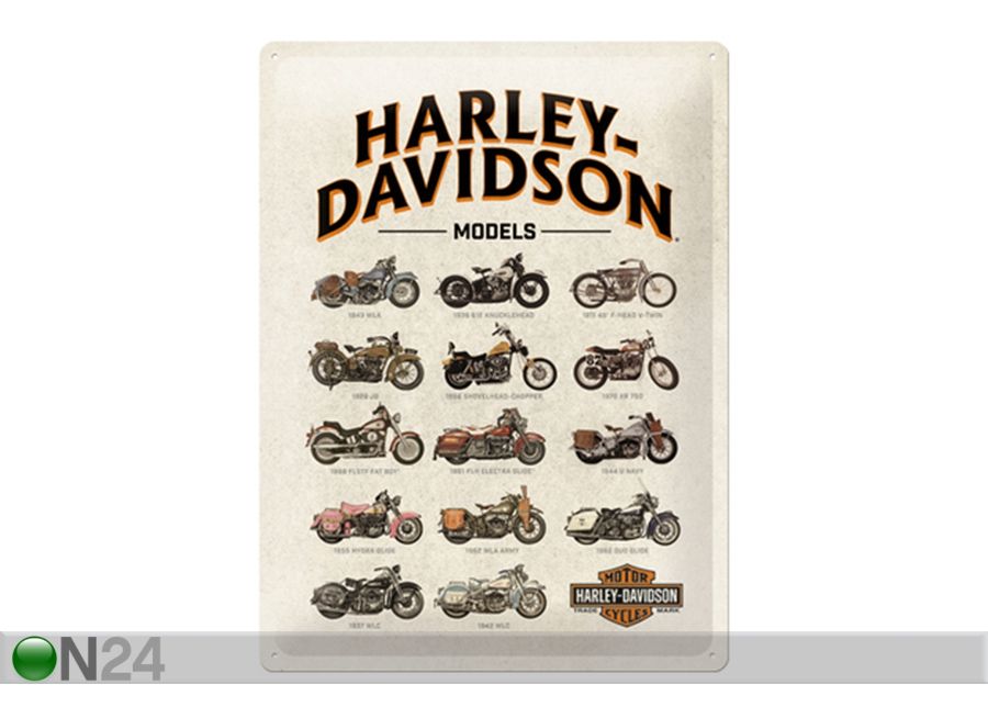 Металлический постер в ретро-стиле Harley-Davidson Models 30x40 см увеличить