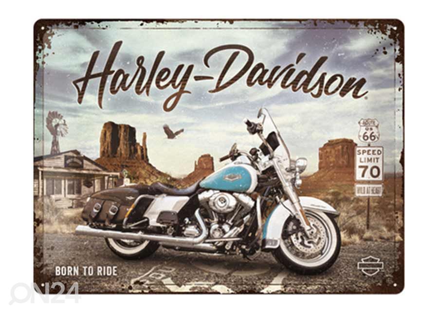 Металлический постер в ретро-стиле Harley Davidson - Route 66 Road King Classic 30x40 cm увеличить