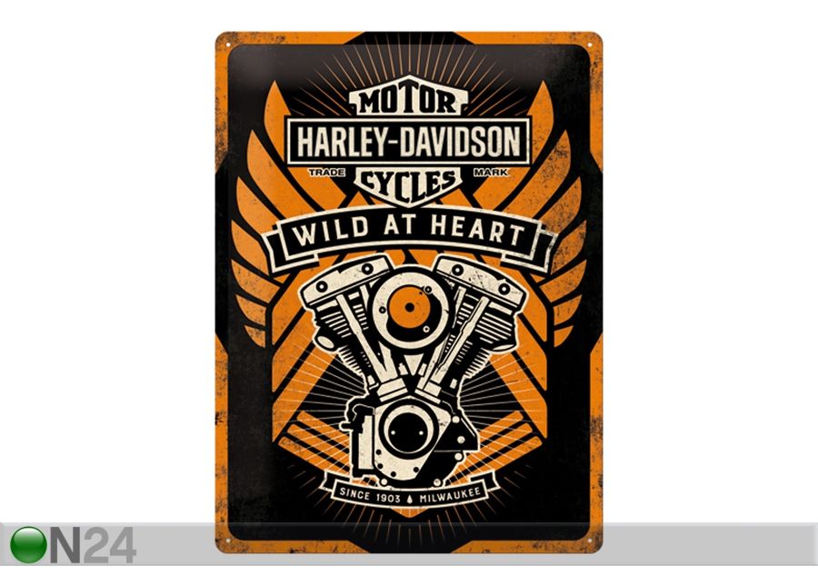 Металлический постер в ретро-стиле Harley-Davidson Wild at Heart 30x40 увеличить