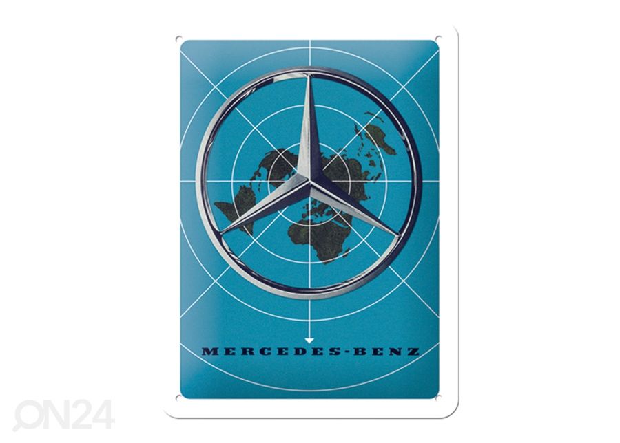 Металлический постер в ретро-стиле Mercedes-Benz logo 15x20 см увеличить
