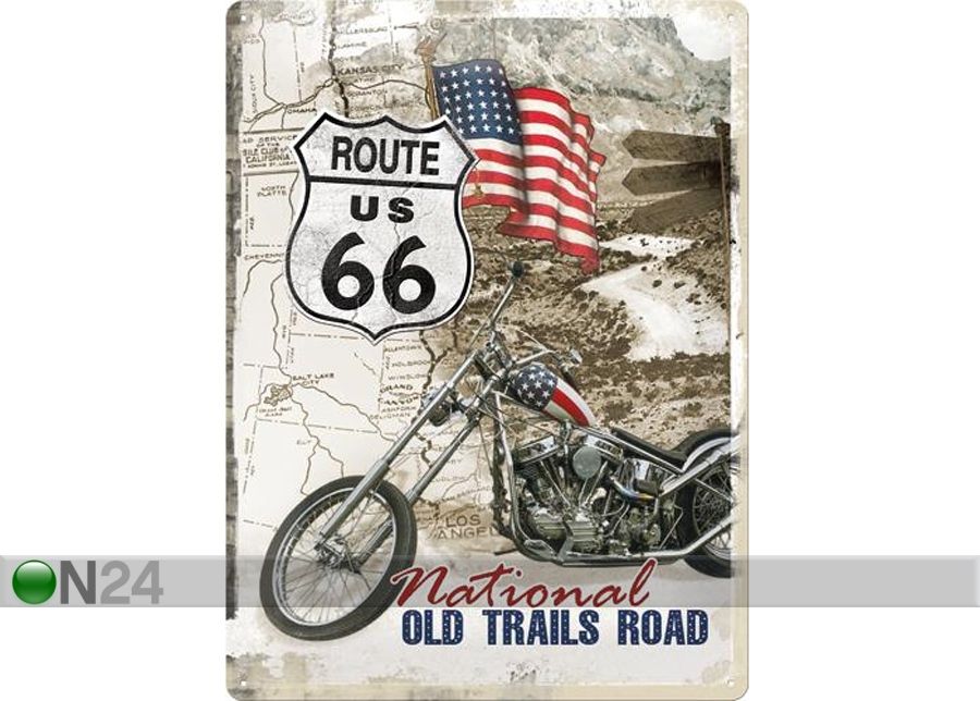 Металлический постер в ретро-стиле Route 66 National Old Trails Road 30x40cm увеличить
