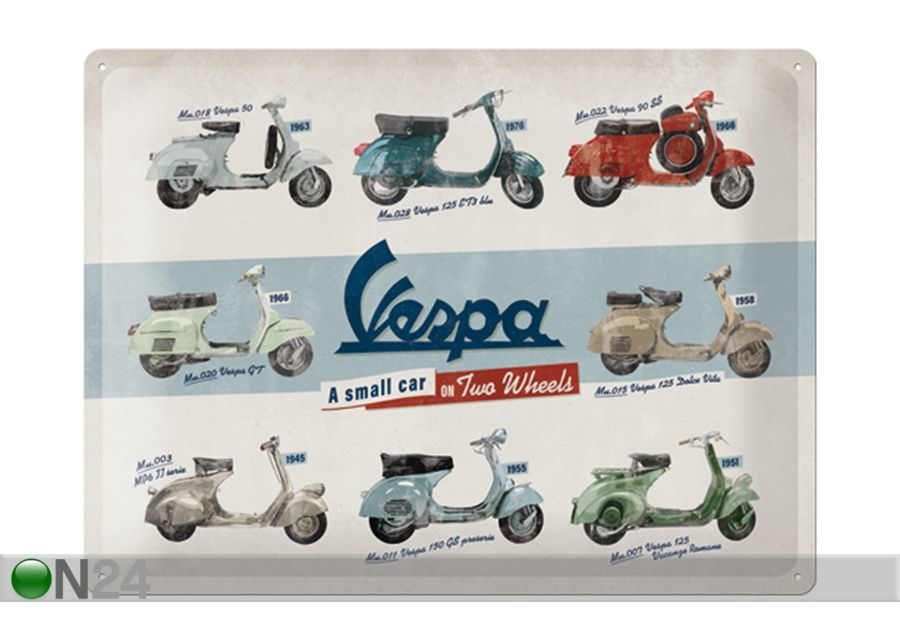 Металлический постер в ретро-стиле Vespa mallit 30x40 см увеличить