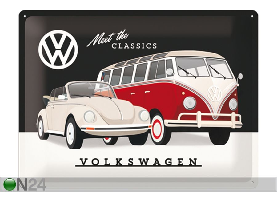 Металлический постер в ретро-стиле VW Meet the Classics 30x40 cm увеличить