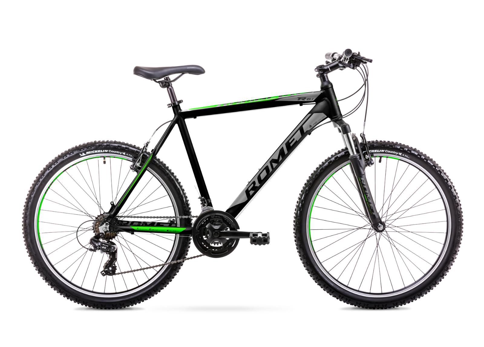 Мужской горный велосипед 14 S Rower ROMET RAMBLER R6.1 зелено-черный увеличить