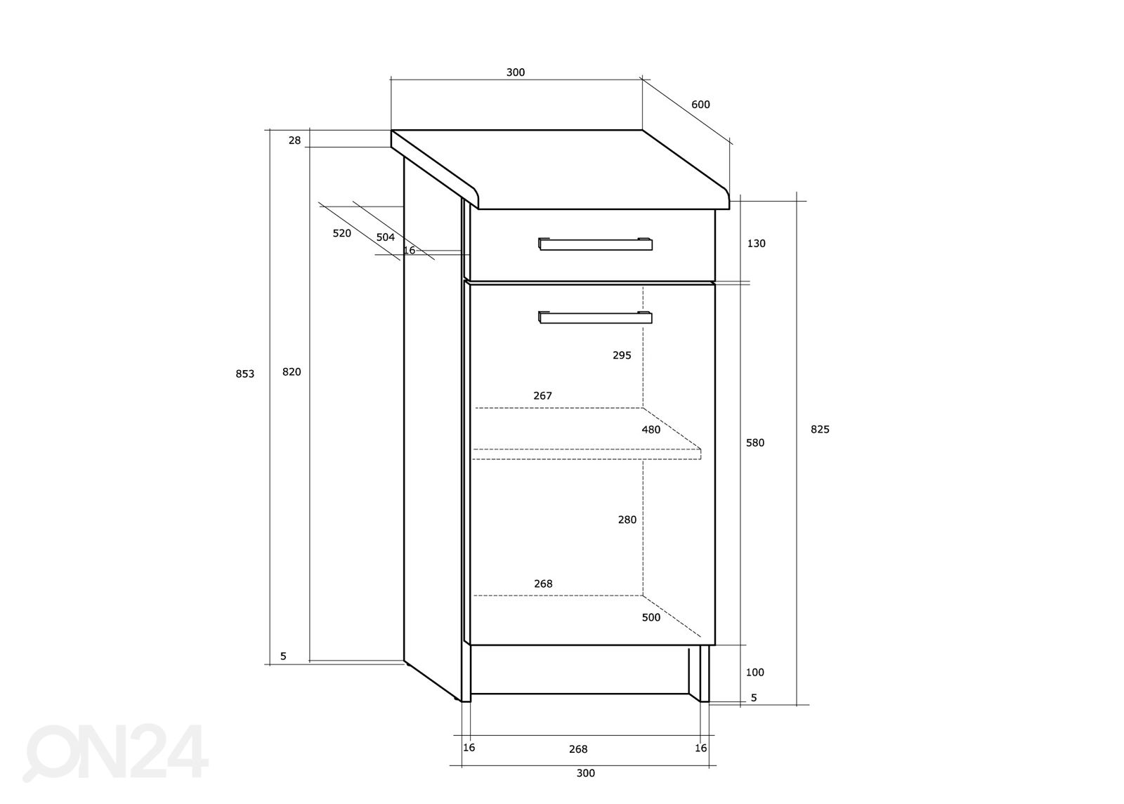 Нижний кухонный шкаф 30 cm увеличить размеры