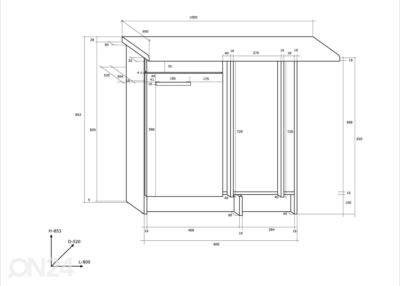 Нижний угловой кухонный шкаф 80 cm увеличить размеры