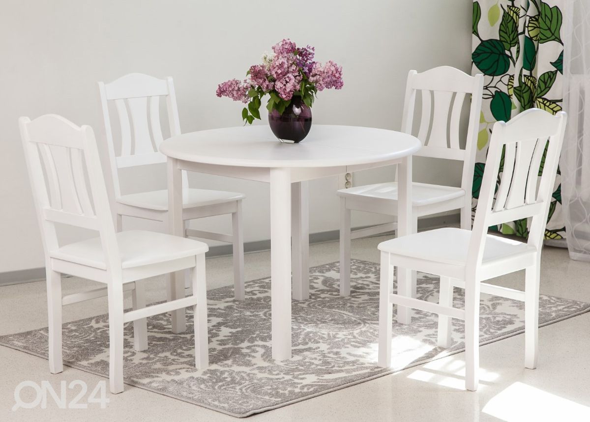 Обеденный комплект 100x100-139 cm + стулья Per 4шт, белый увеличить