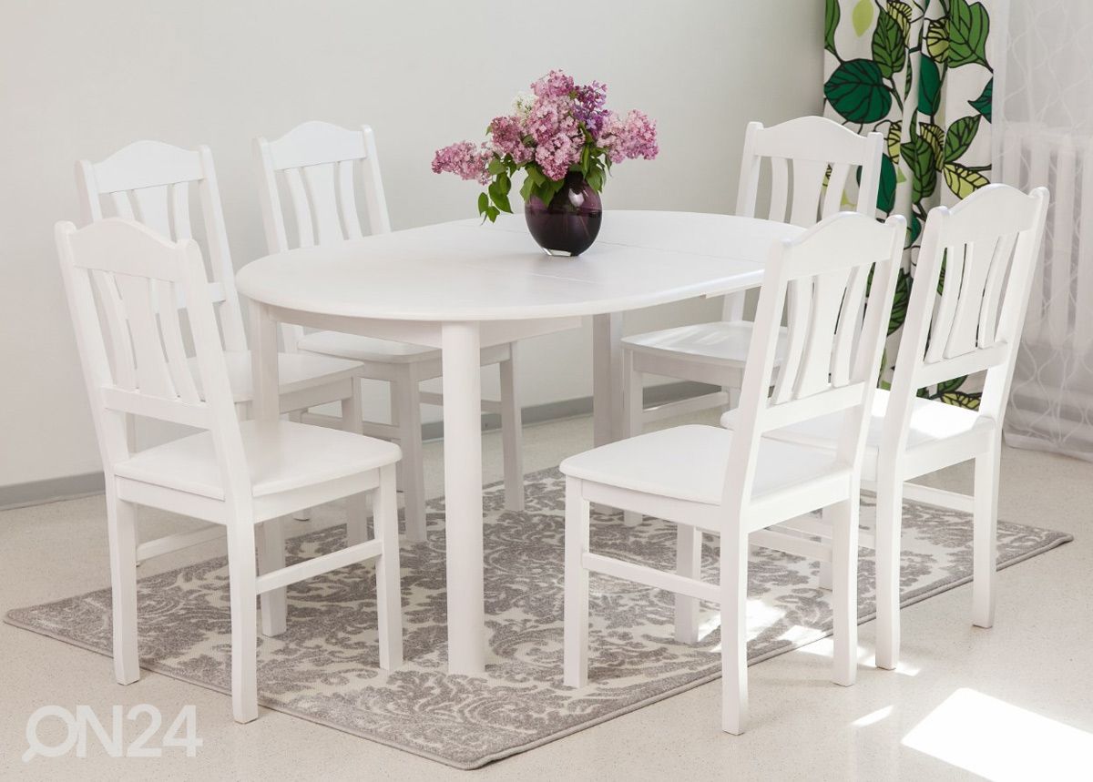 Обеденный комплект 100x100-139 cm + стулья Per 6шт, белый увеличить