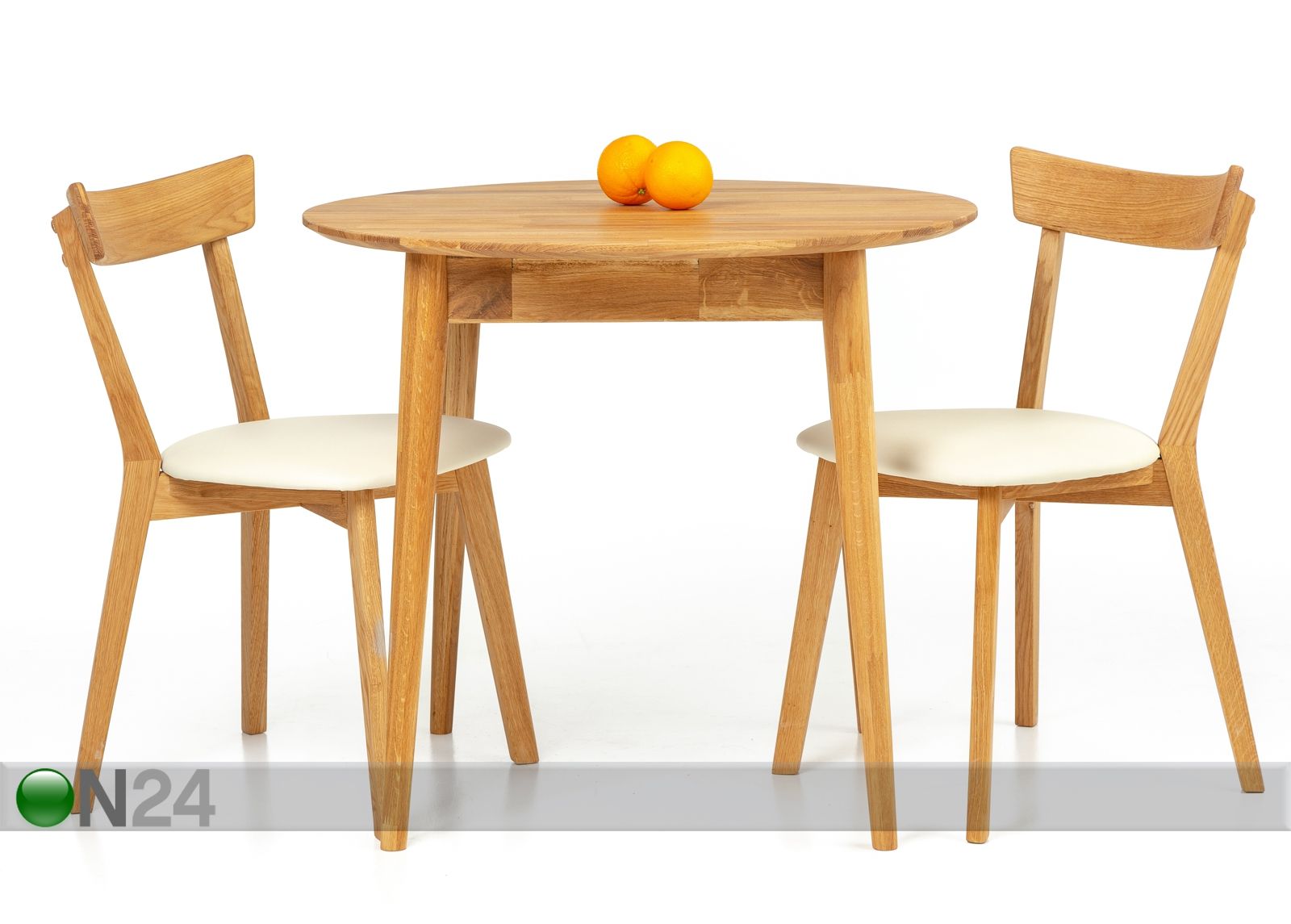 Обеденный стол из массива дуба Scan Ø85 cm+ 2 стула Viola beige увеличить
