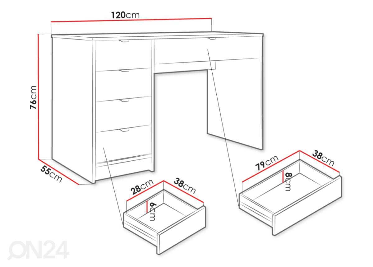 Письменный стол / туалетный стол Tireno 120 cm увеличить размеры
