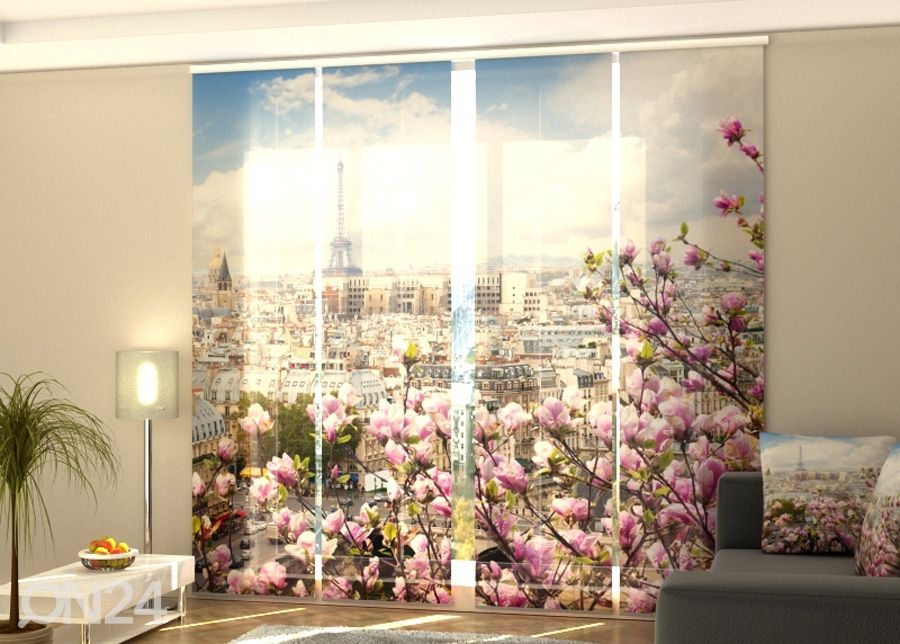 Полузатемняющая панельная штора Eiffel Tower with Blooming Magnolia 240x240 см увеличить