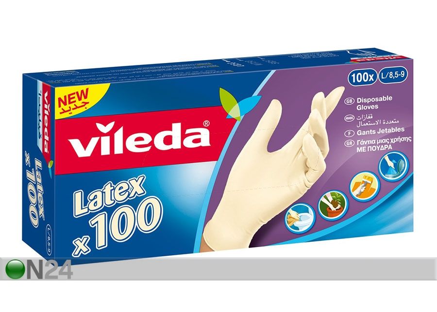 Резиновые перчатки Vileda Multi Latex 100 tk S увеличить